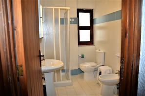 Standard Apartment, 2 Bedrooms, Terrace, Beachfront | Bathroom | Shower, hair dryer, bidet