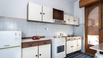 Fridge, microwave, stovetop, electric kettle