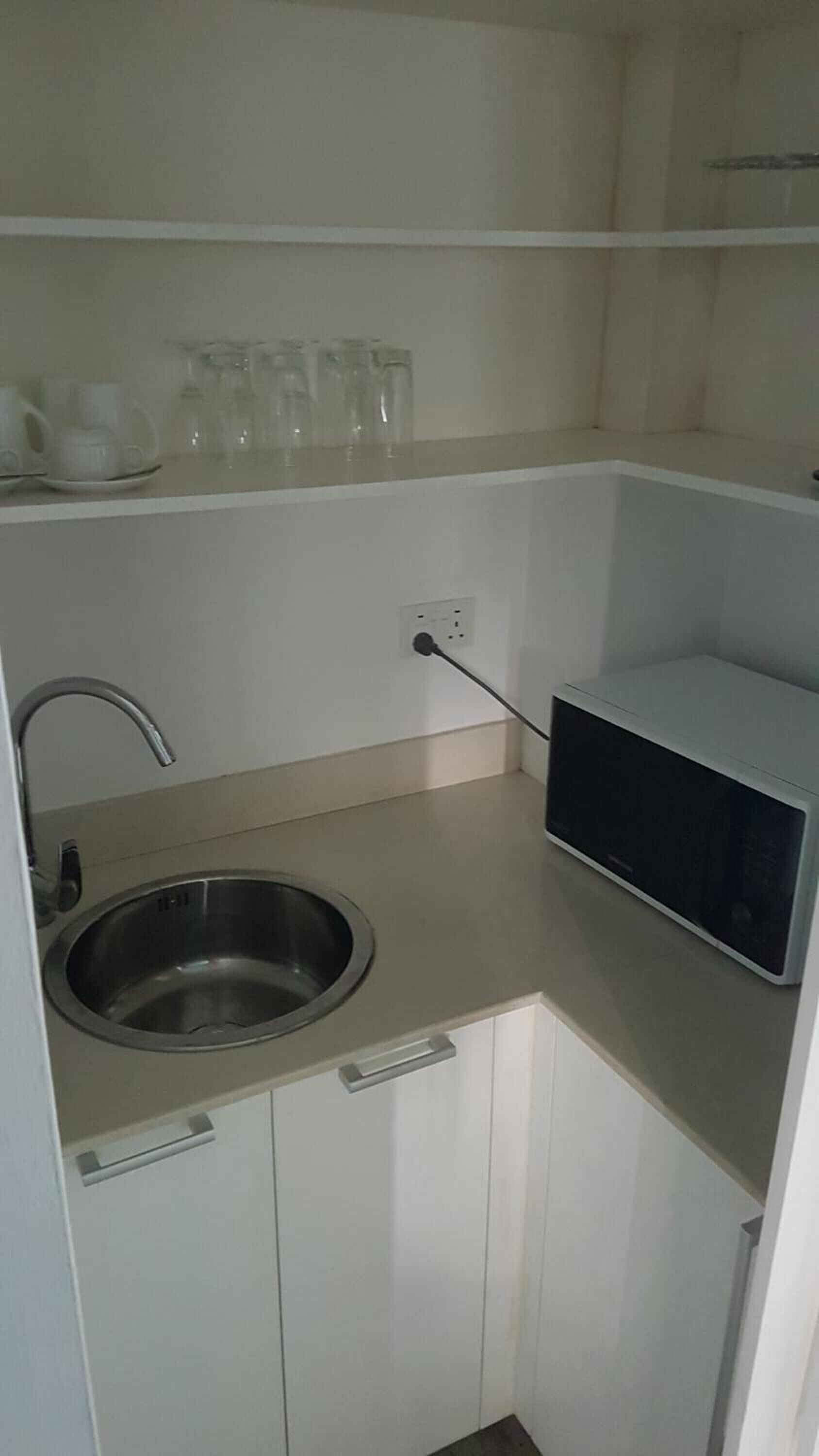 mini-fridge, coffee/tea maker, electric kettle