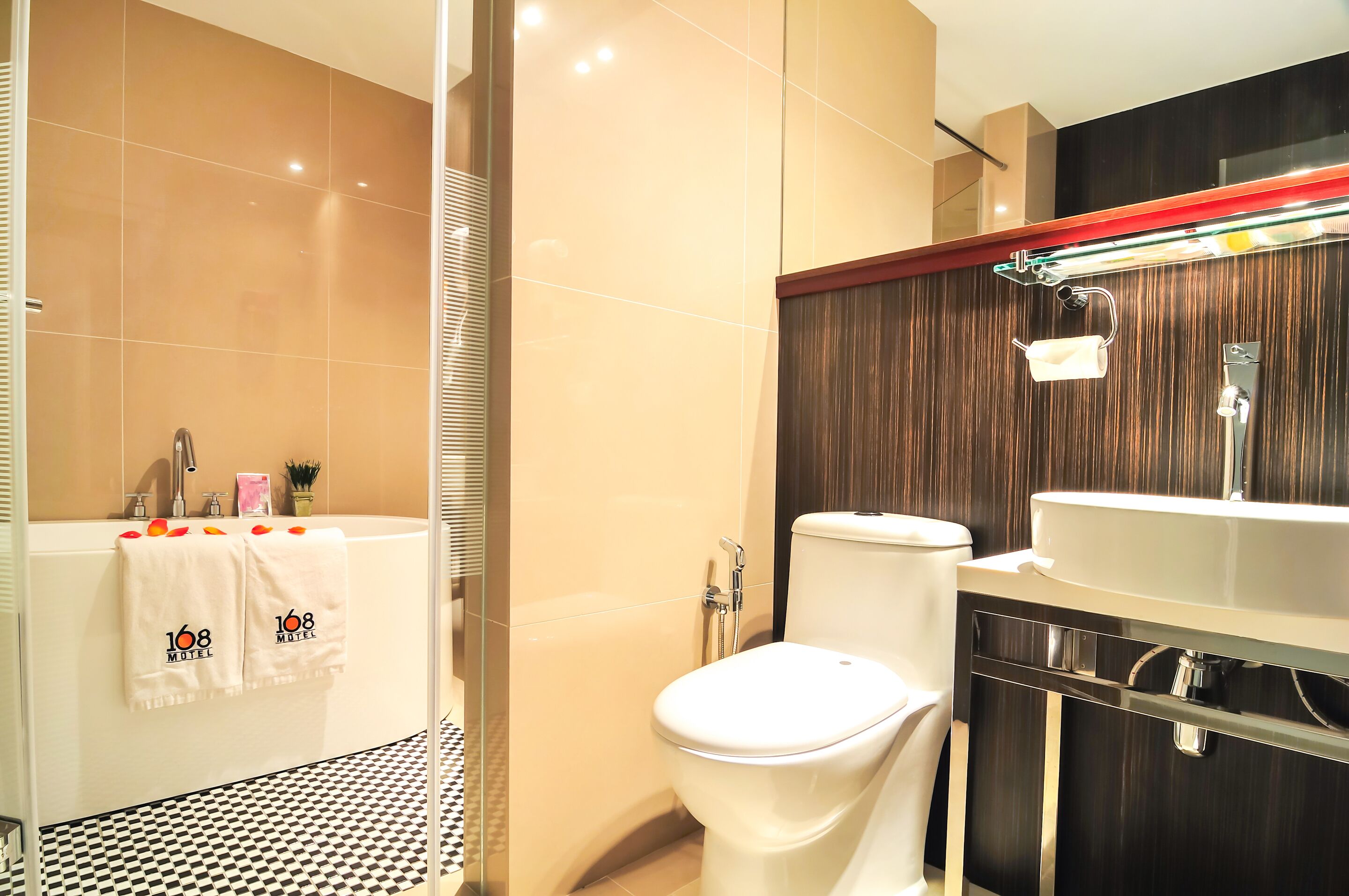 exclusive double room | bathroom | rainfall showerhead, hair dryer, slippers, towels