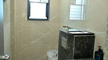 Shower, free toiletries, hair dryer, soap