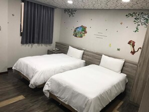Hypo-allergenic bedding, down comforters, desk, blackout drapes