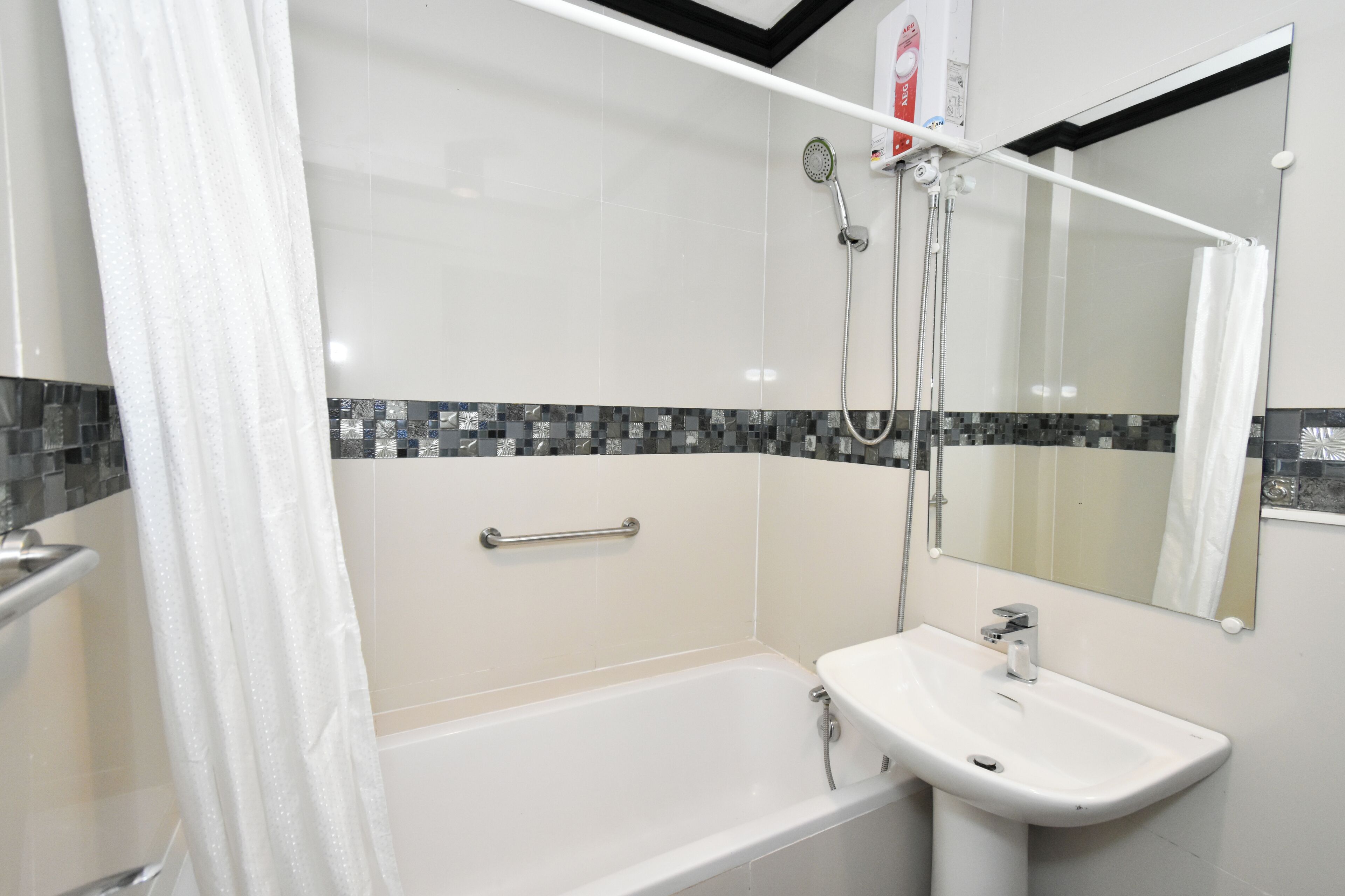 combined shower/bathtub, free toiletries, hair dryer, bidet