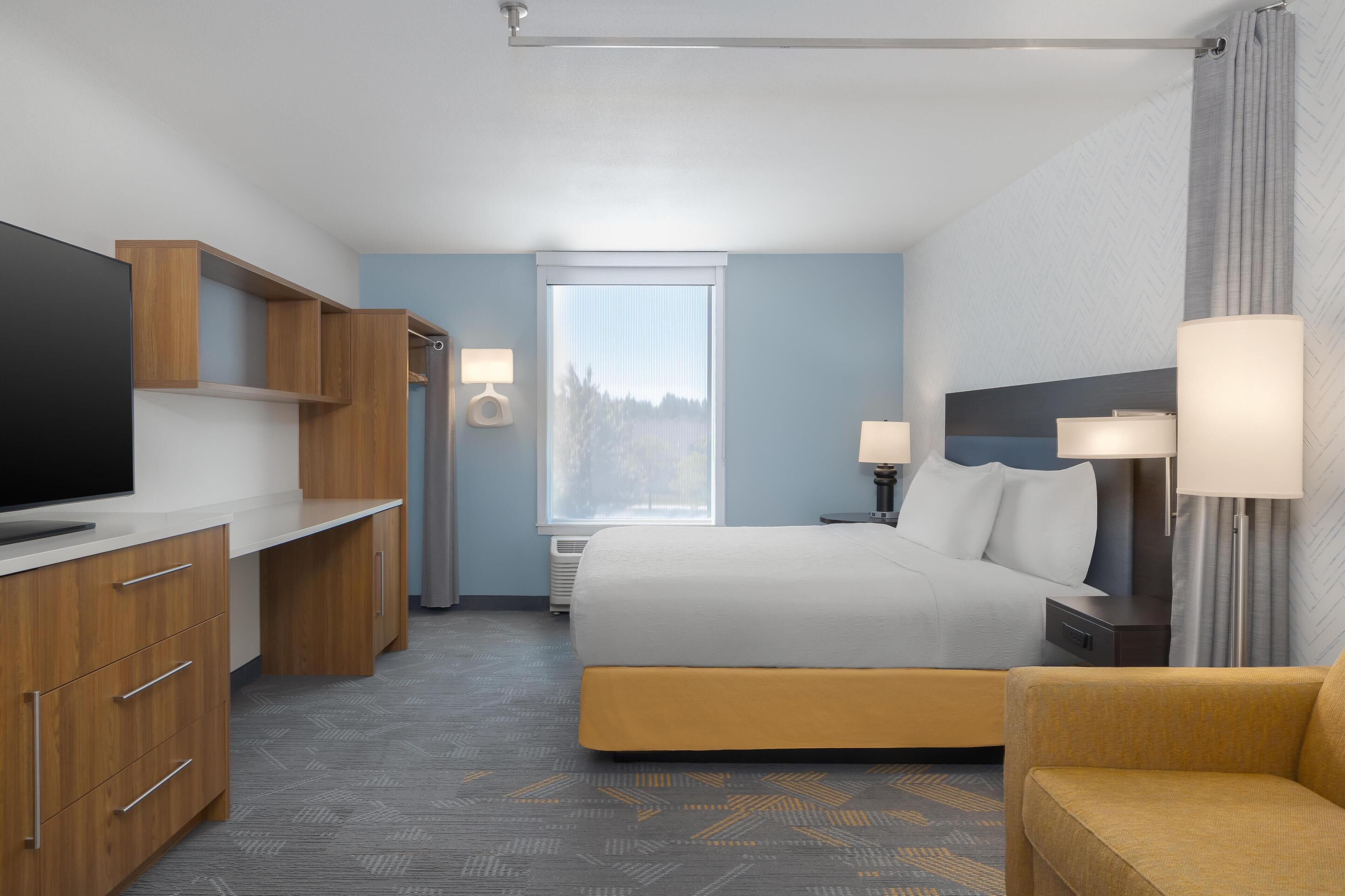 blackout curtains, iron/ironing board, free wifi, bed sheets