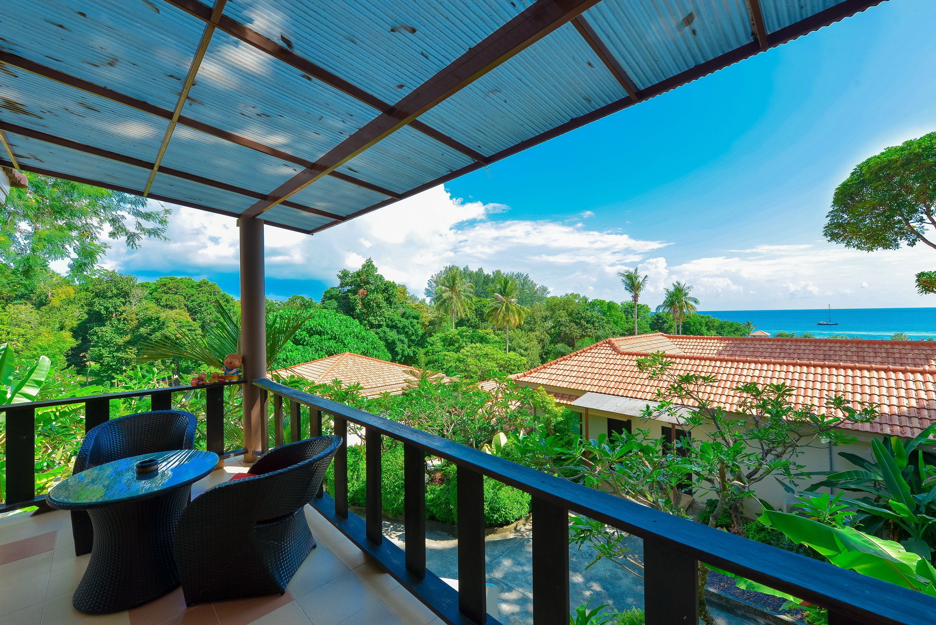 honeymoon room, 1 king bed, partial sea view | view from room