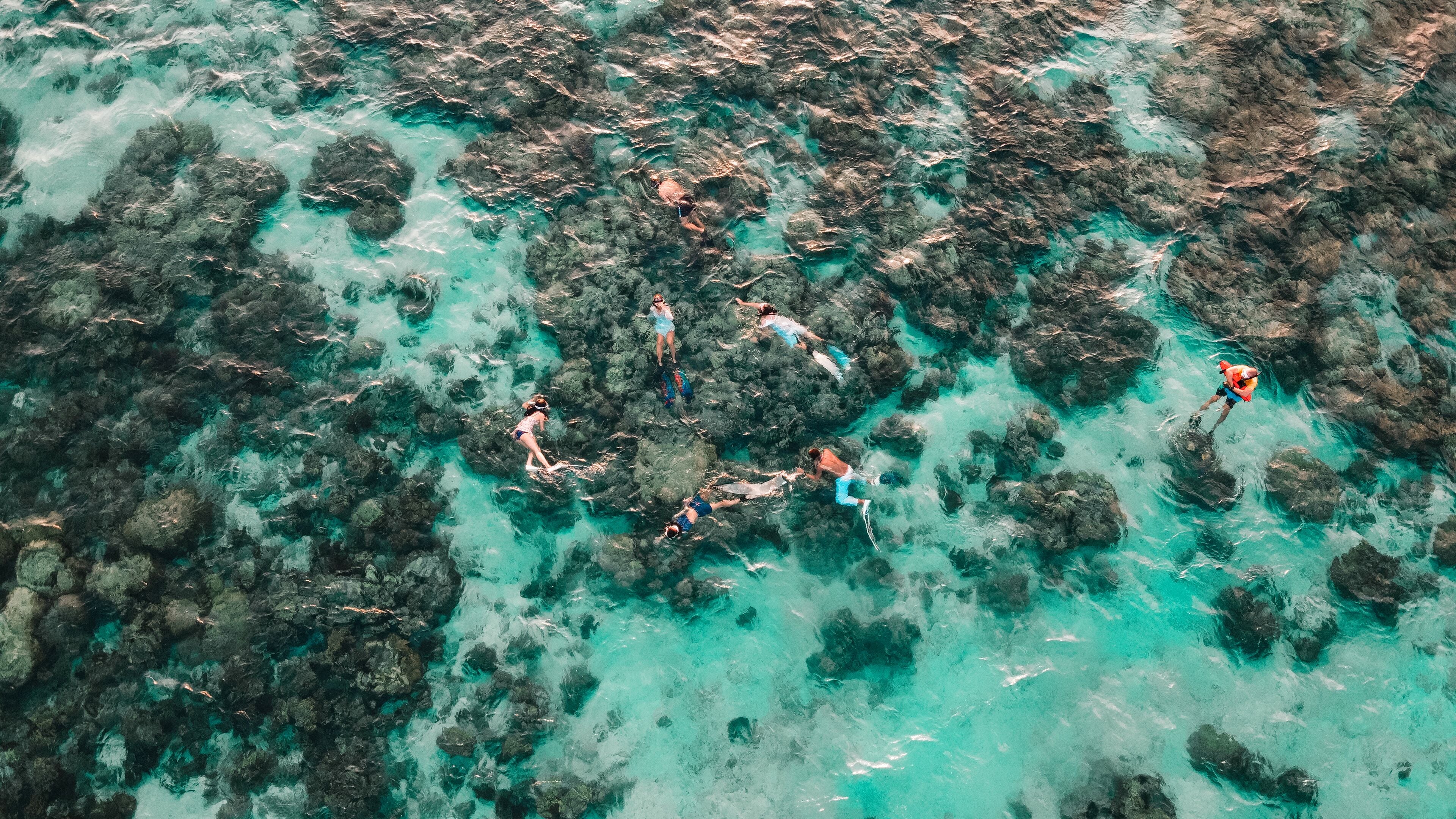 on the beach, snorkelling, kayaking, fishing