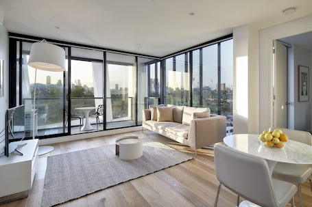 One Bedroom View Apartment | Living room | 32-inch Smart TV with digital channels, TV. 381 Cremorne