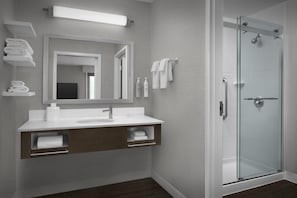 Studio, 1 King Bed, Non Smoking, Refrigerator & Microwave (Wet Bar) | Bathroom shower - Hampton Inn & Suites Georgetown/Austin North (Georgetown)