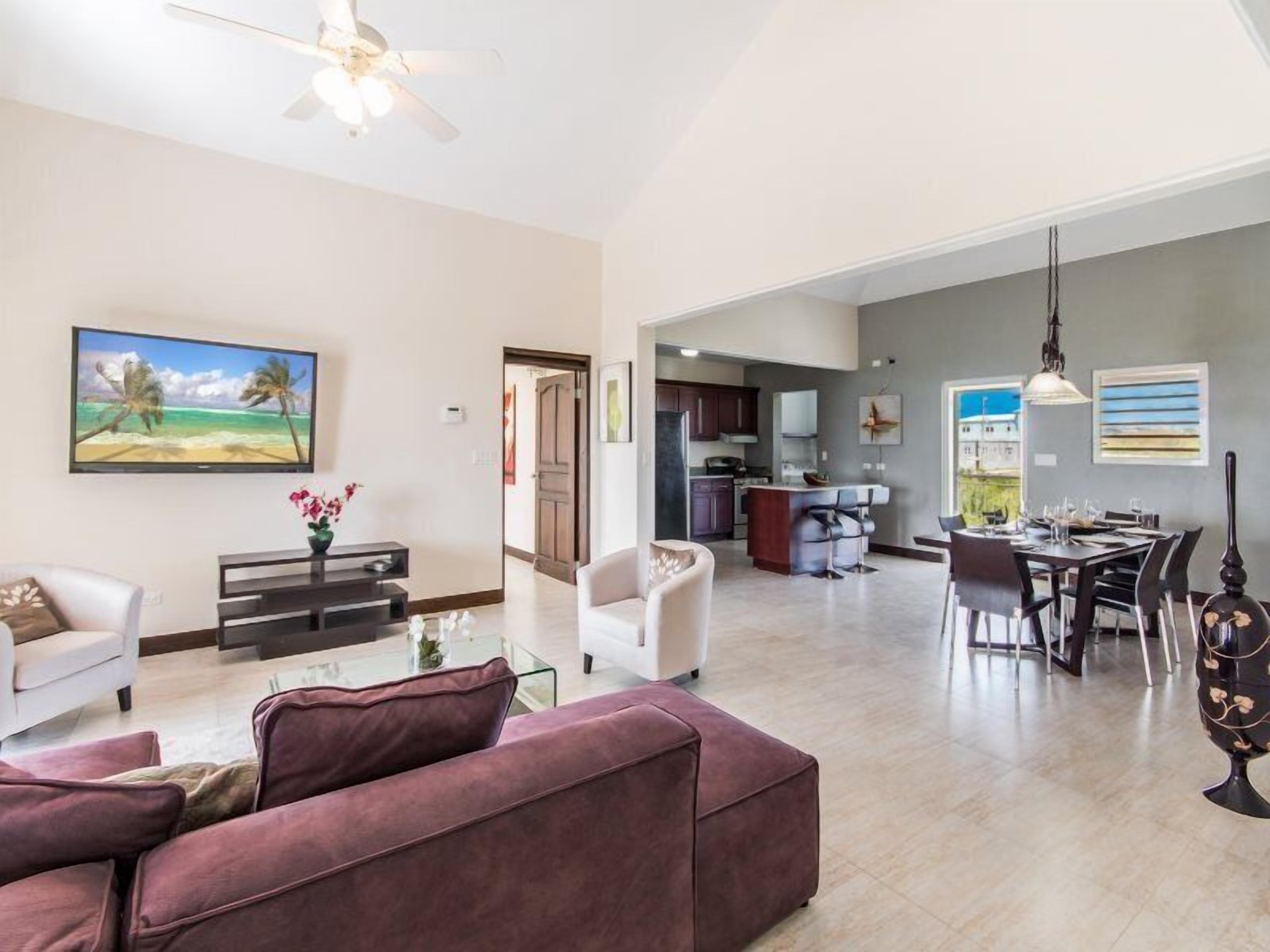 Premium Apartment, 2 Bedrooms, 2 Bathrooms, Ocean View | Living area | Flat-screen TV