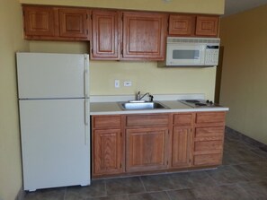 Fridge, microwave, coffee/tea maker