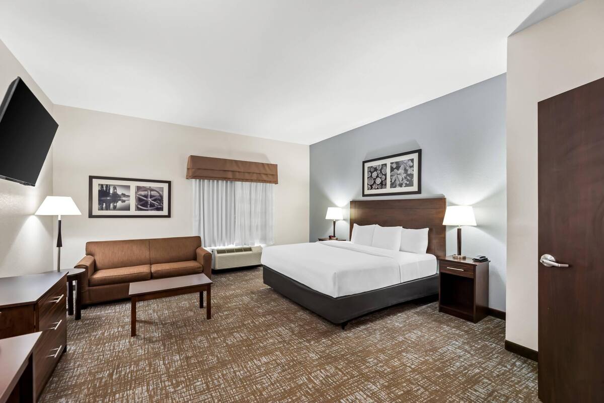 Suite, 1 King Bed, Accessible, Non Smoking (Efficiency) | Pillowtop beds, desk, iron/ironing board, free WiFi