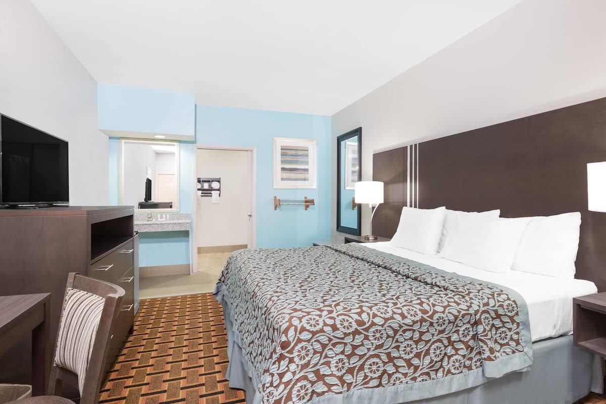 Pillowtop beds, desk, blackout drapes, iron/ironing board
