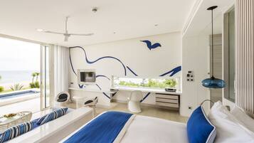 Beach Suite, 1 King Bed, Panoramic Sea View, by the water | Premium bedding, pillow-top beds, minibar, in-room safe