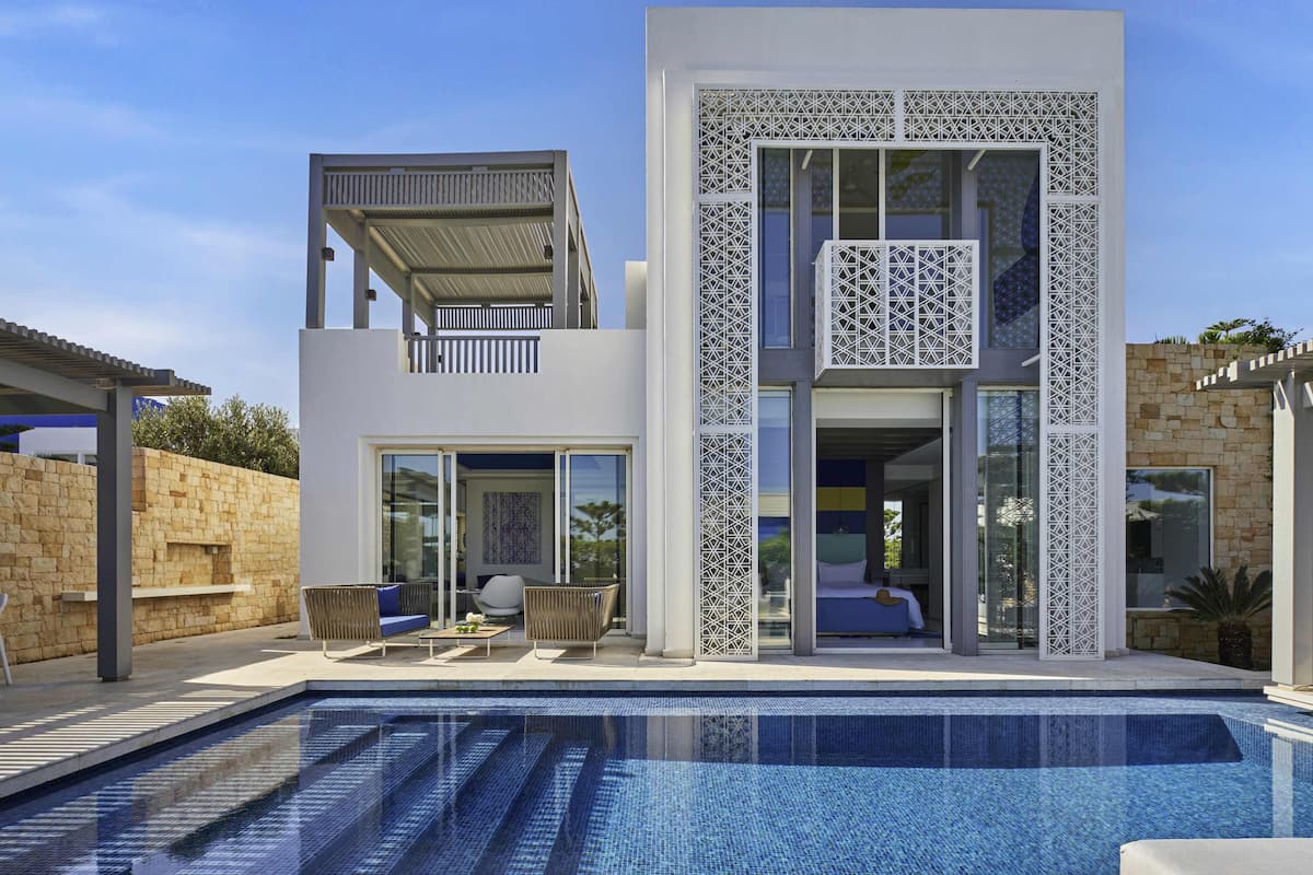 Signature-Villa, Mehrere Betten, Meerblick | 1 Schlafzimmer, hochwertige Bettwaren, Pillowtop-Betten, Minibar