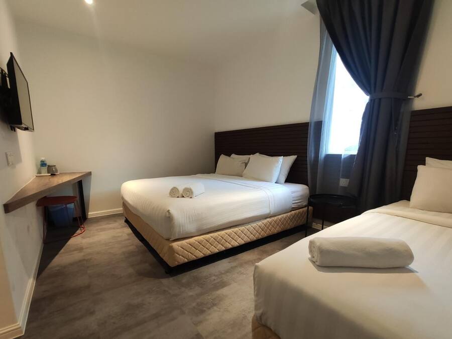 Desk, blackout drapes, iron/ironing board, free WiFi