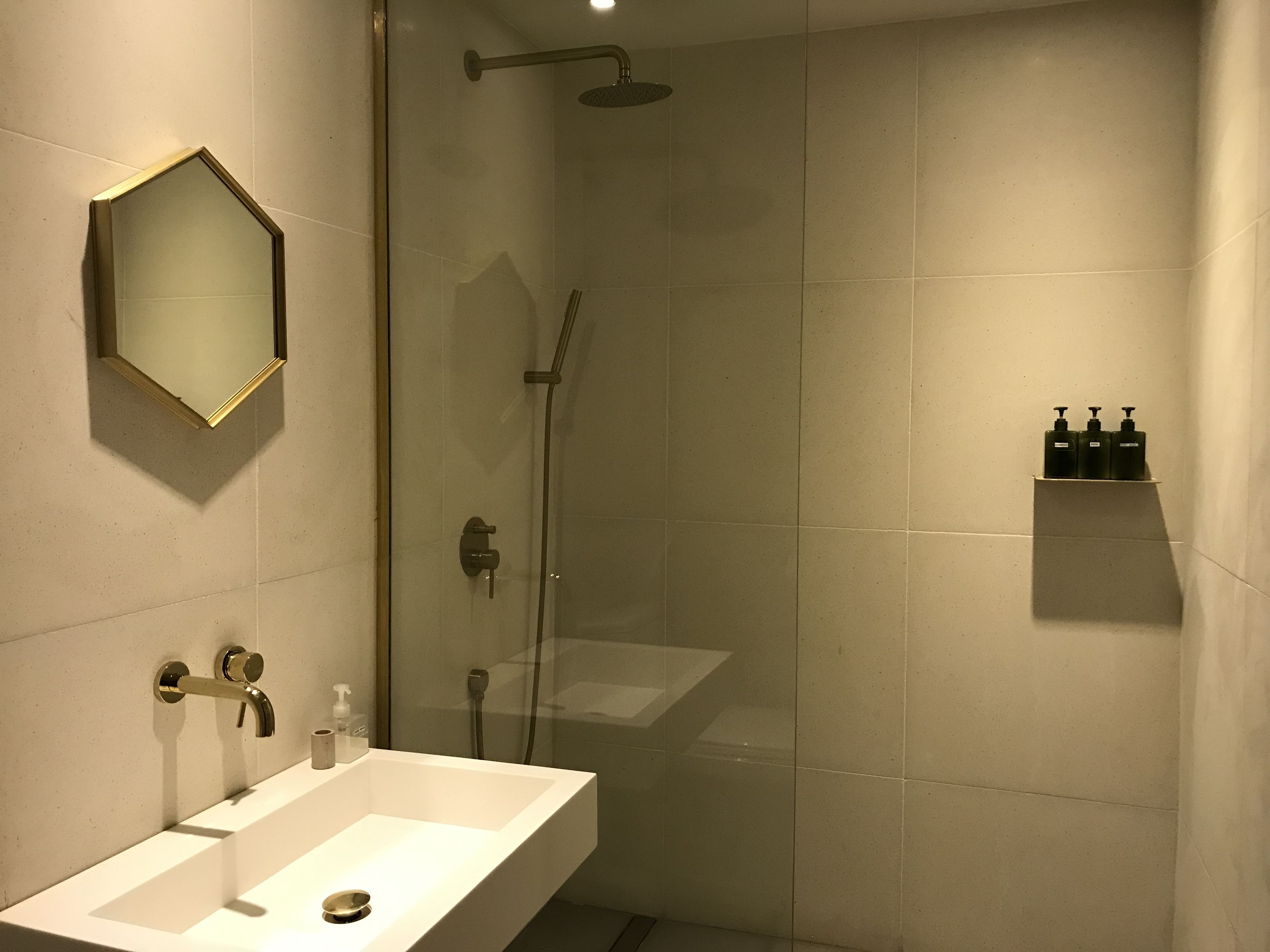 Hair dryer, shampoo, toilet paper