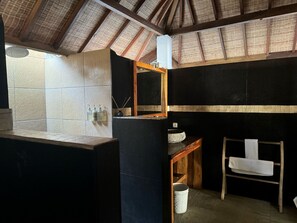 淋浴設備、免費盥洗用品、吹風機、浴袍