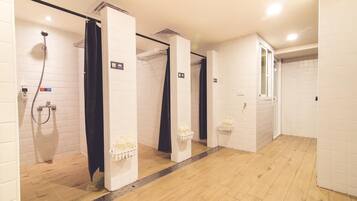 Shower, free toiletries, hair dryer, slippers
