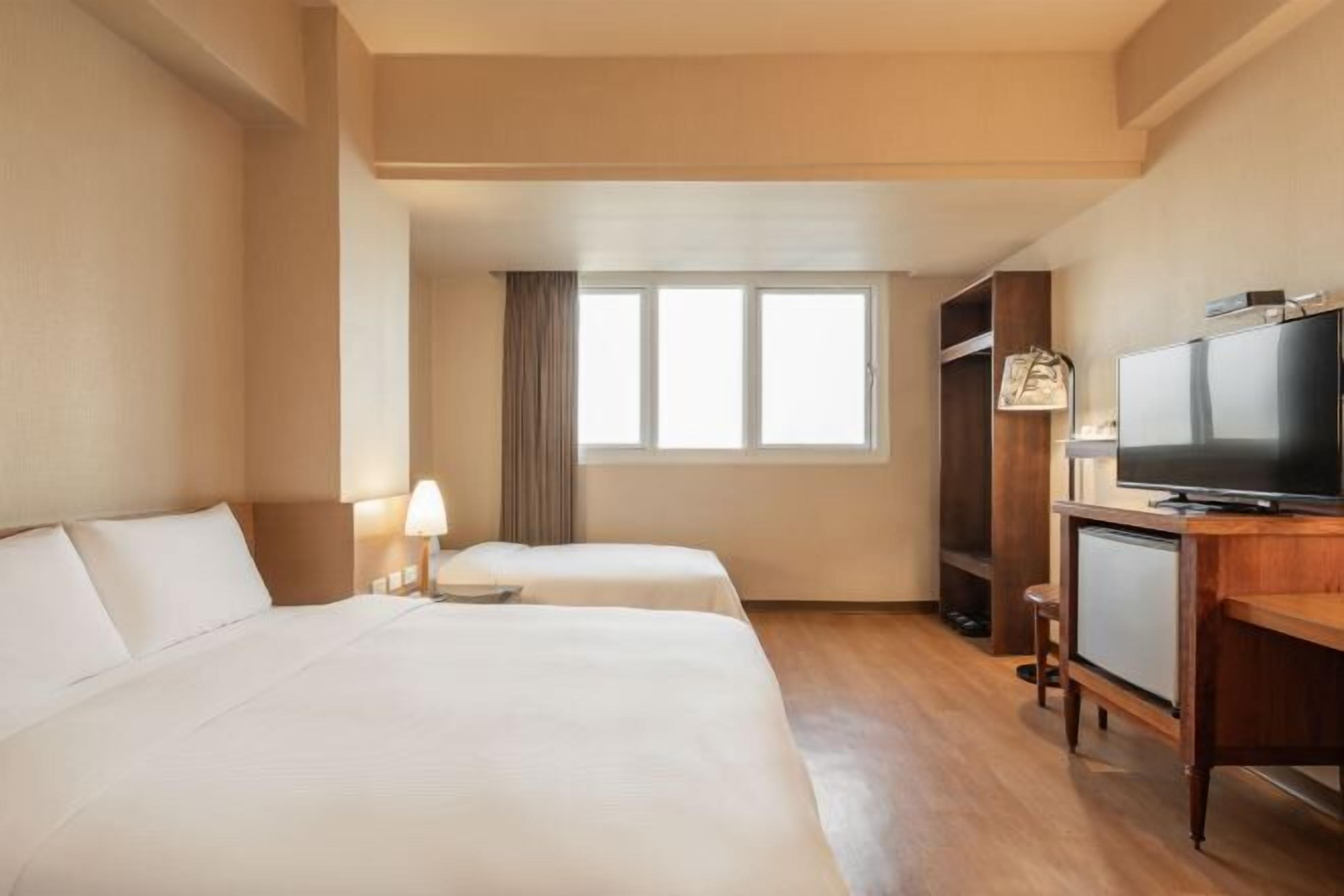 Desk, blackout curtains, soundproofing, iron/ironing board