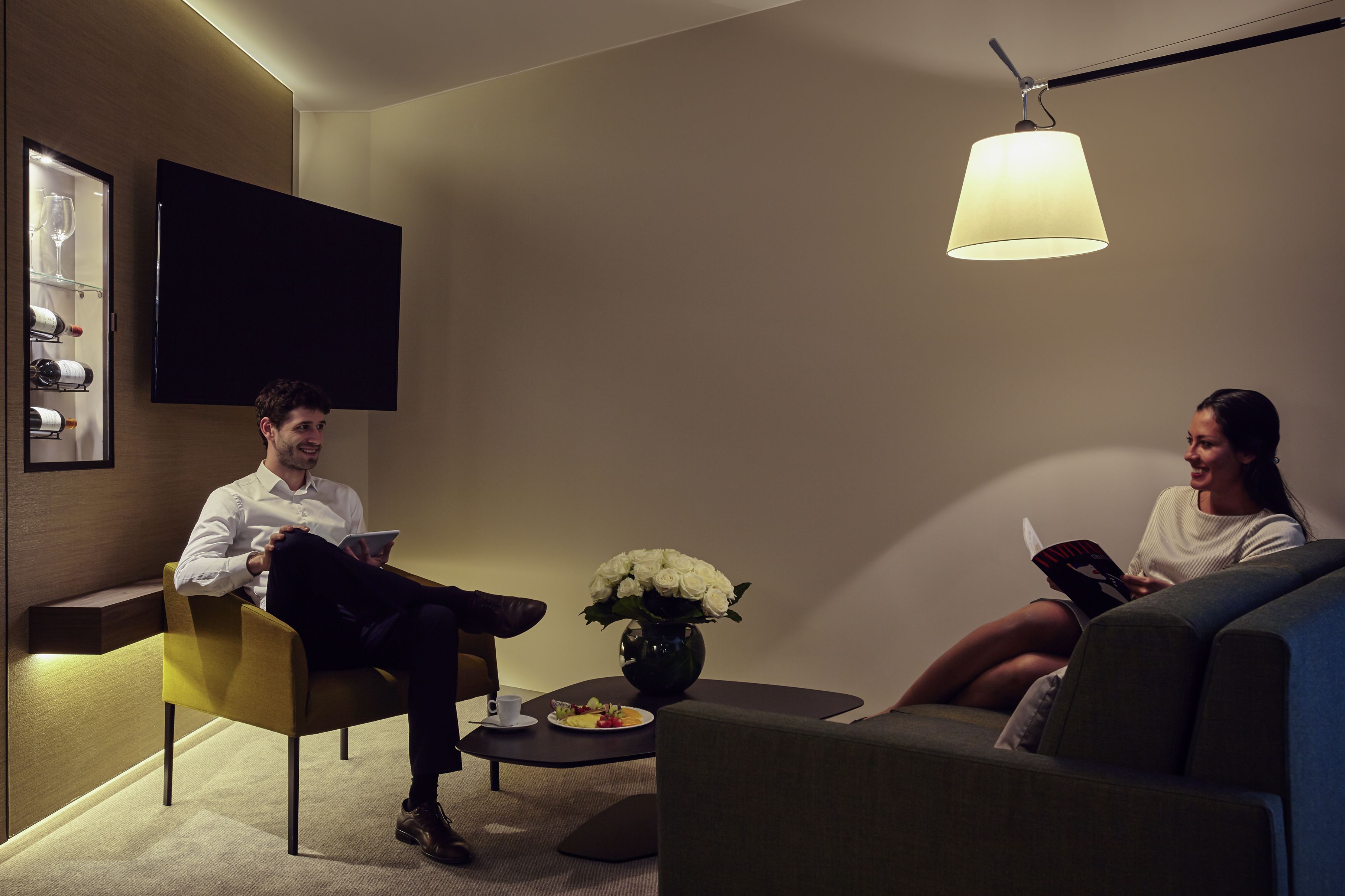 superior suite, 1 king bed with sofa bed | living room | 47-inch flat-screen tv with premium tv channels, tv, ipod dock