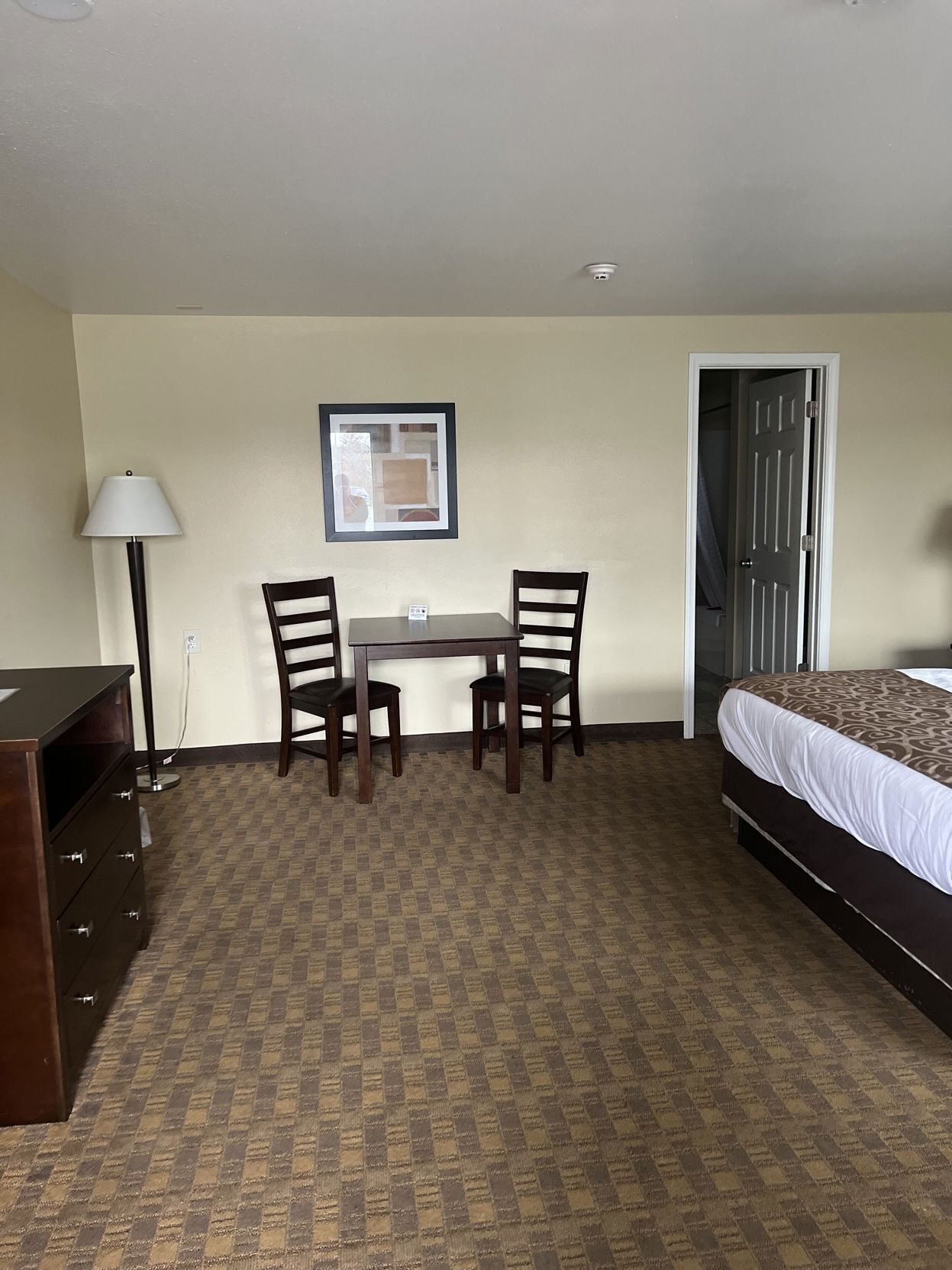 Premium bedding, desk, blackout drapes, iron/ironing board