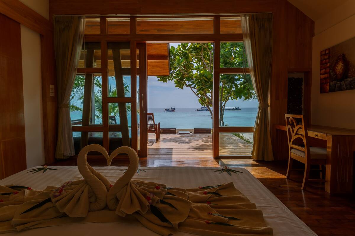 honeymoon beach front bungalow | 1 bedroom, premium bedding, minibar, in-room safe