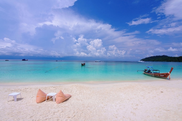 On the beach, scuba diving