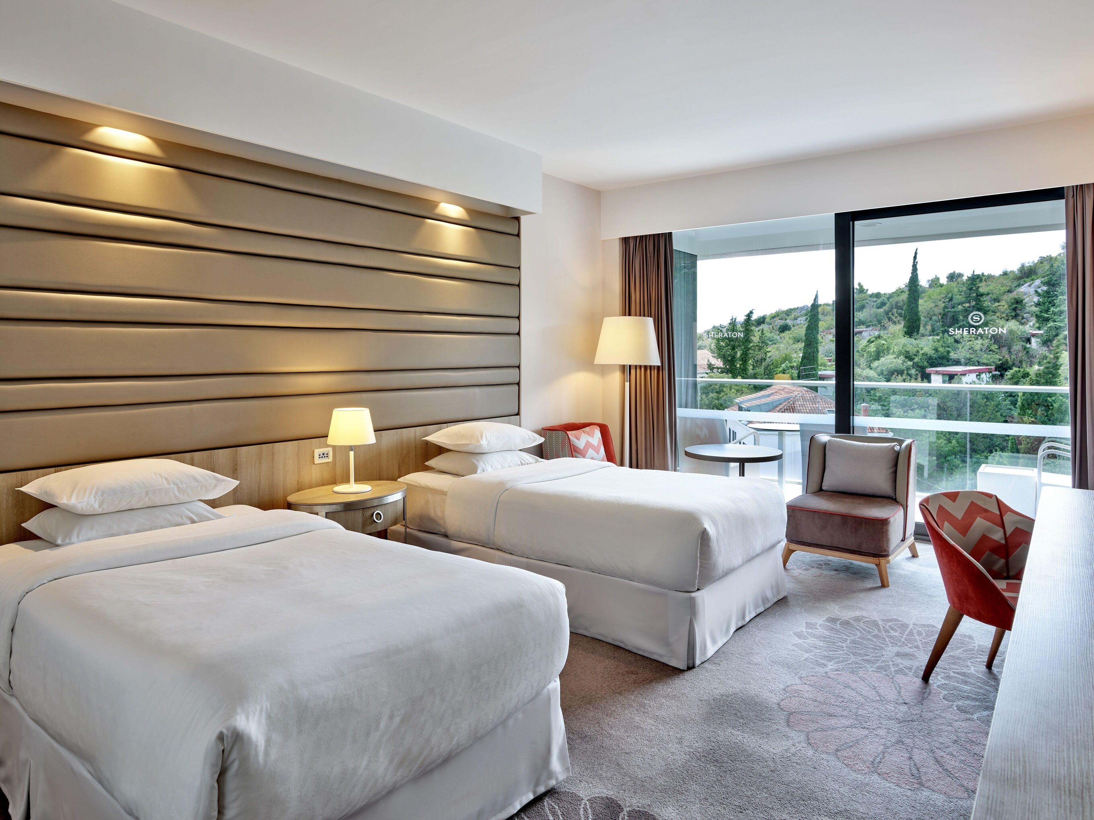 superior twin room, 2 single beds, non smoking, partial sea view | premium bedding, minibar, in-room safe, desk