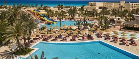 Indoor pool, 4 outdoor pools, pool umbrellas, sun loungers