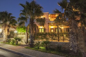 Luxury Villa, 4 Bedrooms ( Ocean Pearl) | Front of property - evening/night - Pearls of Crete - Holiday Residences (Sitia)