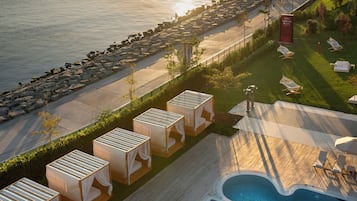 Indoor pool, seasonal outdoor pool, pool cabanas (surcharge)