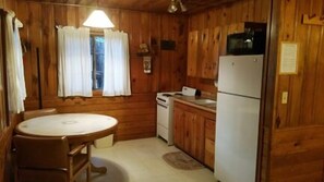 Superior Studio, 1 King Bed (Cabin 3 - In Room Hot Tub) | Private kitchen | Microwave, coffee/tea maker, toaster, cookware/dishes/utensils - Hidden Rest Cabins (Lakeside)
