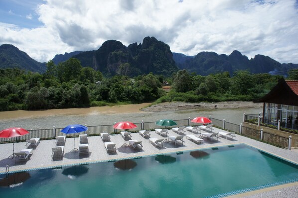 View from room - The Grand Riverside Hotel (Vang Vieng)