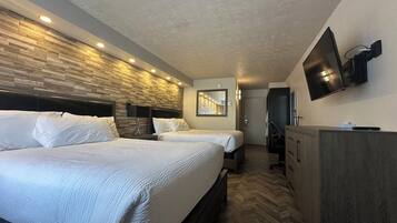 Room, 2 Queen Beds, Non Smoking | Desk, blackout curtains, iron/ironing board, rollaway beds