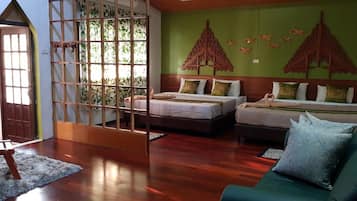 Desk, free WiFi, bed sheets