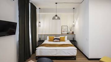 Kamar Double atau Twin Desain, akses difabel, pemandangan kota | Seprai katun Mesir, seprai premium, minibar, dan brankas