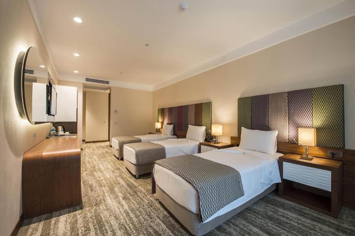 Quarto triplo, para fumantes | Frigobar, cofres nos quartos, escrivaninha, cortinas blackout