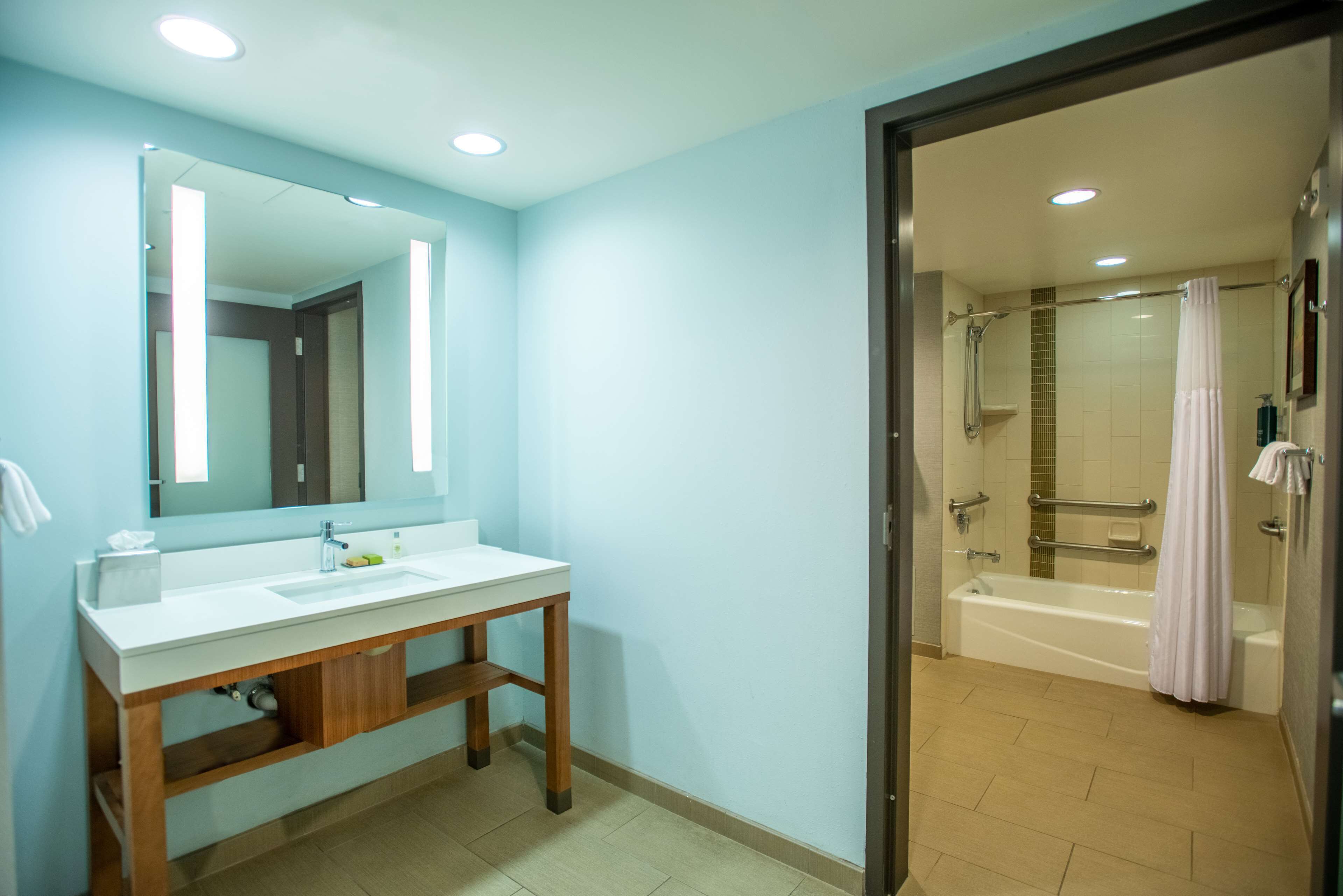 Amenidades de baño de diseñador, secadora de cabello, toallas 