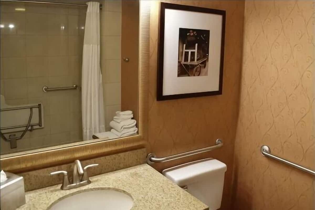 Bathroom | Designer toiletries, hair dryer, towels