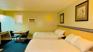 Desk, free WiFi, bed sheets