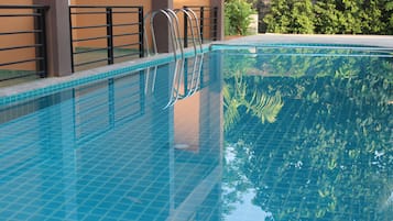 Outdoor pool, pool loungers