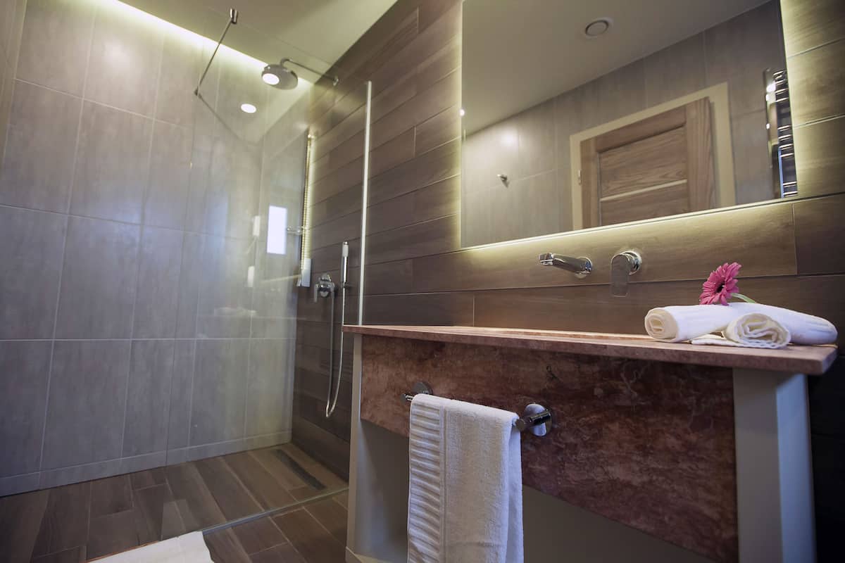 shower, free toiletries, towels