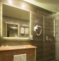 Regadera, amenidades de baño gratuitas, toallas 