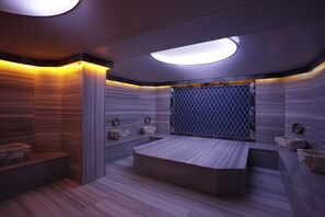 Bastu, bubbelpool, ångbastu, turkiskt bad/hamam och 3 behandlingsrum
