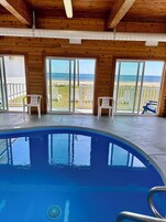 Indoor pool, open 10:00 AM to 9:00 PM, sun loungers