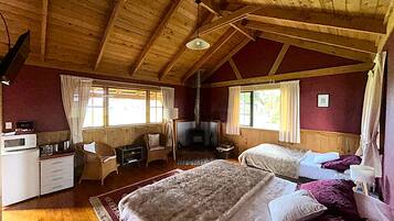 Chalet, 1 Bedroom, Fireplace, River View | Living area | 32-inch Smart TV with satellite channels, Netflix, streaming services