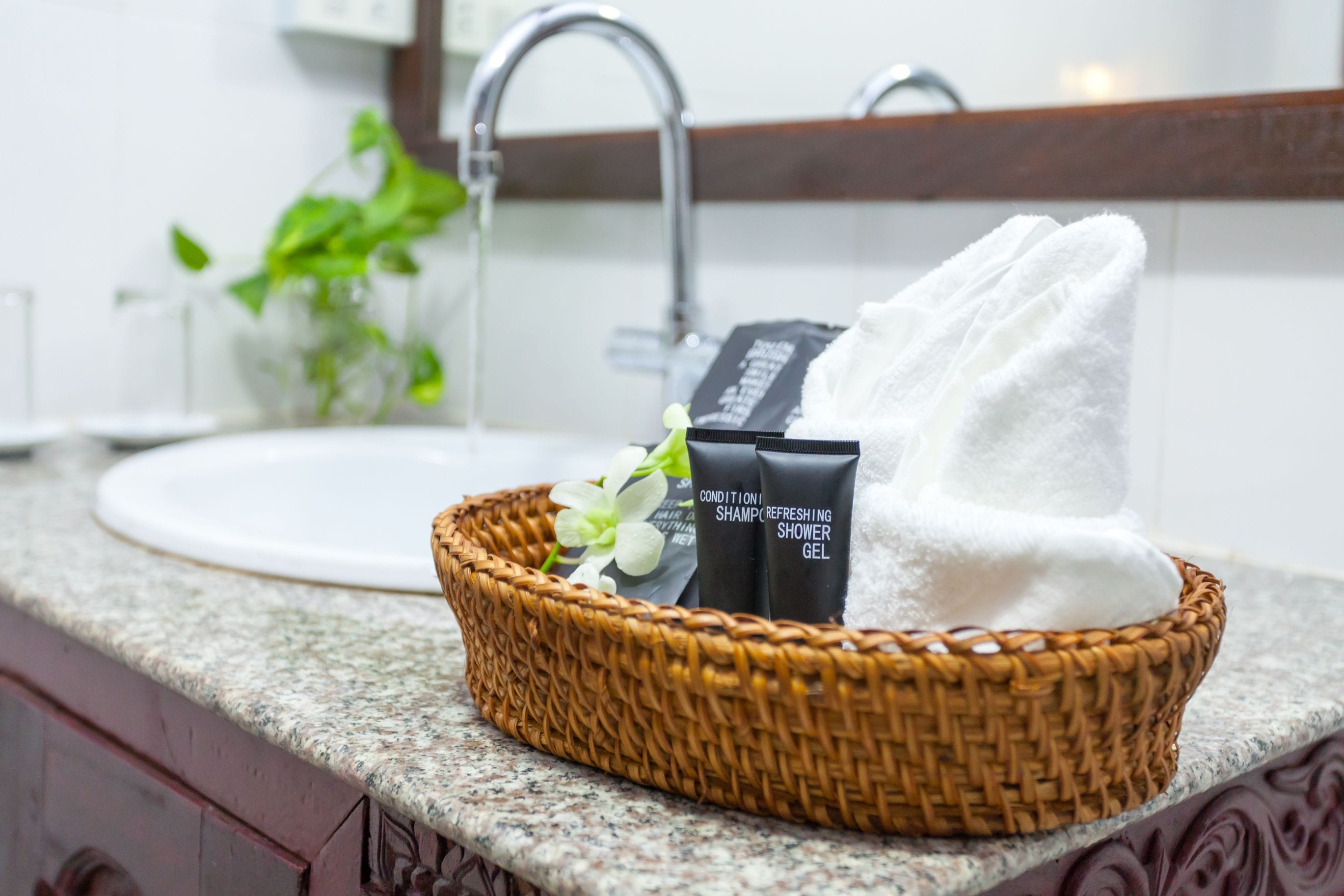 deluxe double room | bathroom | shower, hair dryer, slippers, towels