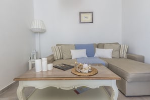 Grand Suite, 1 Bedroom | Living room | Flat-screen TV - GT Suites Corfos Bay (Mykonos)