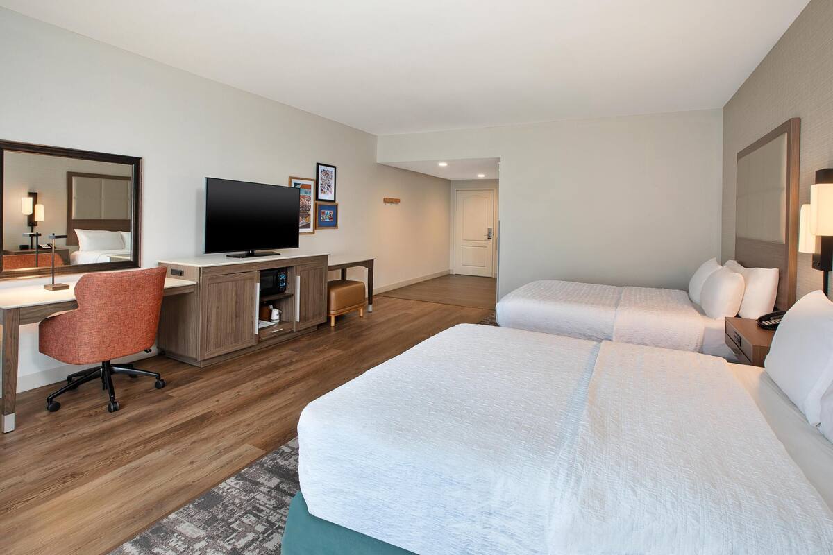 Room, 2 Queen Beds, Accessible, Bathtub | In-room safe, soundproofing, iron/ironing board, cribs/infant beds