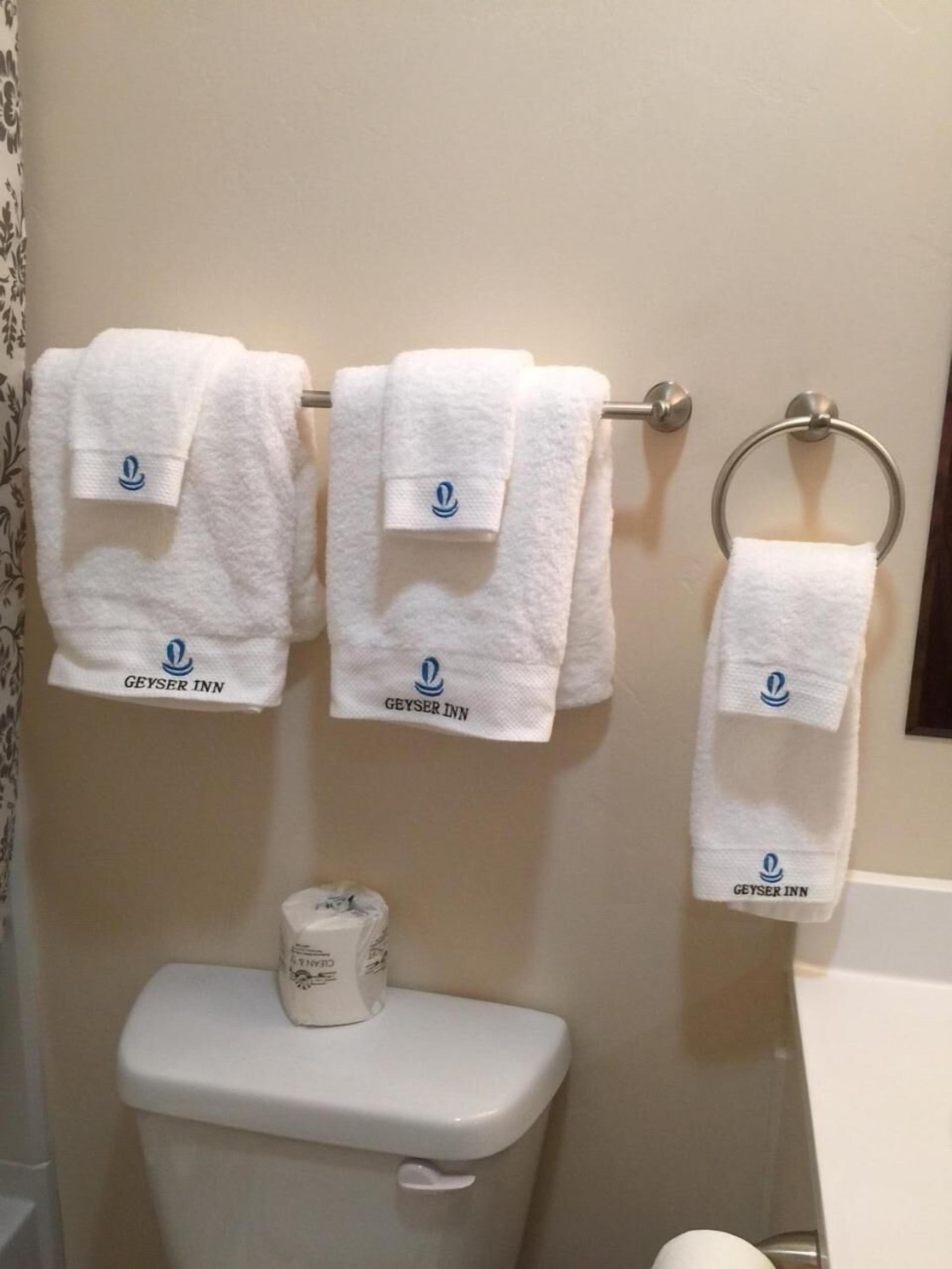 combined shower/bathtub, free toiletries, hair dryer, towels